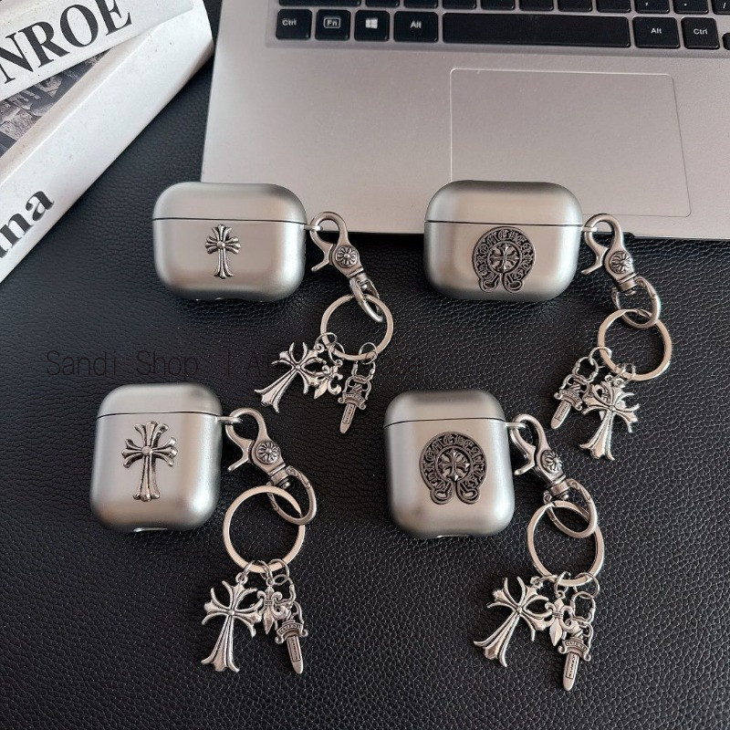 Matte Electroplated รูปแบบ Cross AirPods Pro3 กรณี AirPods 4/4anc กรณี AirPods สําหรับ 1/2/3/4/4anc/