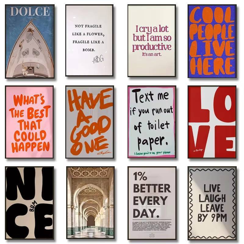 Minimalist Typography Canvas Wall Art พิมพ์คําคมสร้างแรงบันดาลใจสําหรับตกแต่งบ้านสํานักงาน