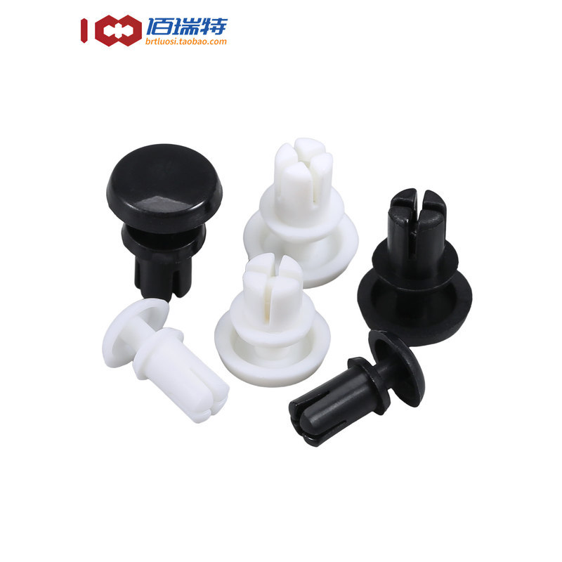 100 ชิ้น/สีดําสีขาวไนลอน Rivets Push ประเภทหมุดพลาสติก R ประเภท PC แผ่นหัวเข็มขัดพลาสติก Snap-in-law Rivets