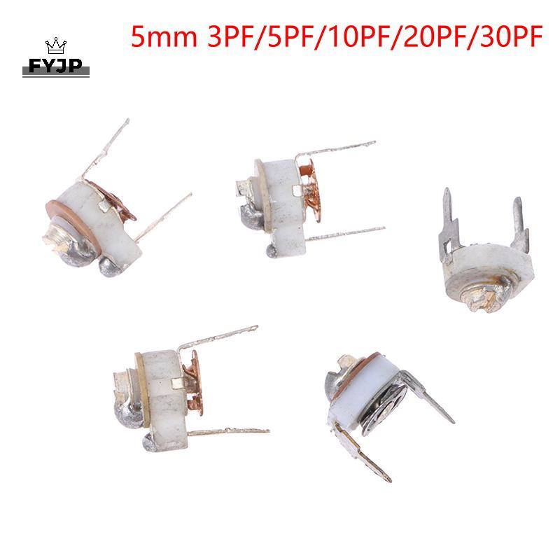 FYJP 5PCS 5 มม.เซรามิคTrimmer CapacitปรับCapacitor TrimmerตัวแปรเซรามิคCapacitor 3PF 5PF 10PF 20PF 3