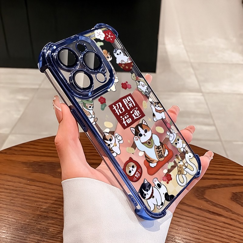 ชัดเจน เคส สำหรับ Xiaomi Redmi note 17 15 14 13 12 pro plus 13C 14C 15C หรูหราพรีเมี่ยมน่ารักรวยแมวนําโชคใสชุบกันกระแทกกรณีโทรศัพท์อ่อ
