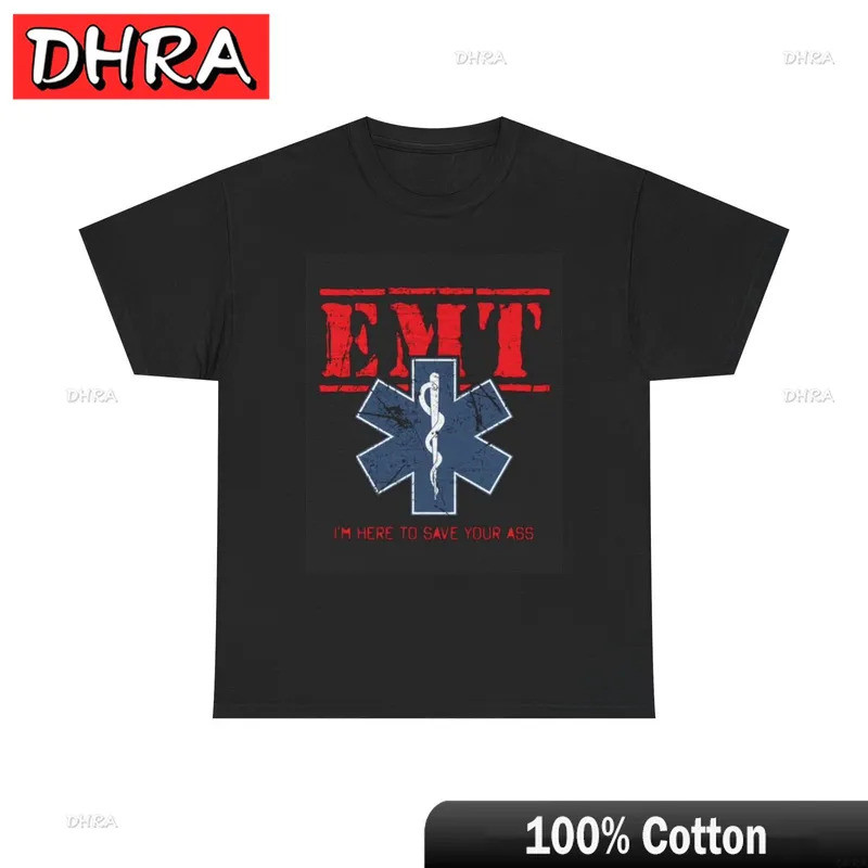 EMT ฉันมาเพื่อช่วยคุณ เสื้อยืดลายกราฟิกตลกๆ สำหรับทุกเพศ ผ้าคอตตอนหนา เสื้อยืดสไตล์เรโทรสุดสร้างสรรค
