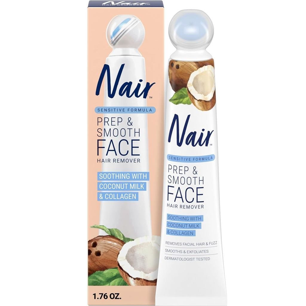 NAIR Exfoliating Facial Hair Removal Cream สําหรับผู้หญิง - โซลูชั่นผิวเรียบเนียนพร้อมคอลลาเจนสําหรั