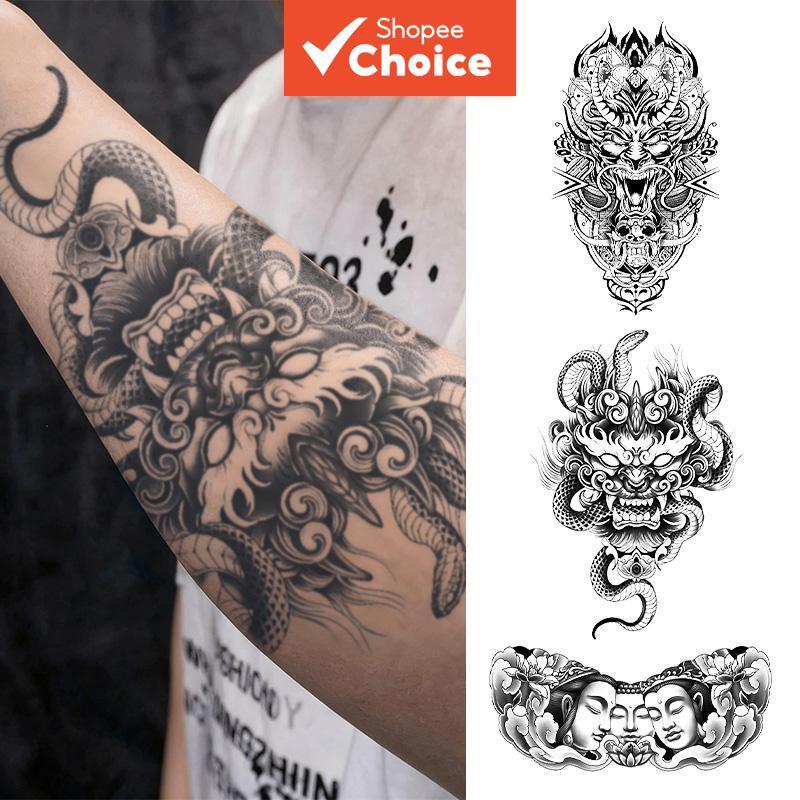 Living Buddha Ghost Face รอยสักชั่วคราวกันน้ําน้ําสมุนไพรสติกเกอร์ยาวนาน 2 สัปดาห์ Spiritual Gothic 