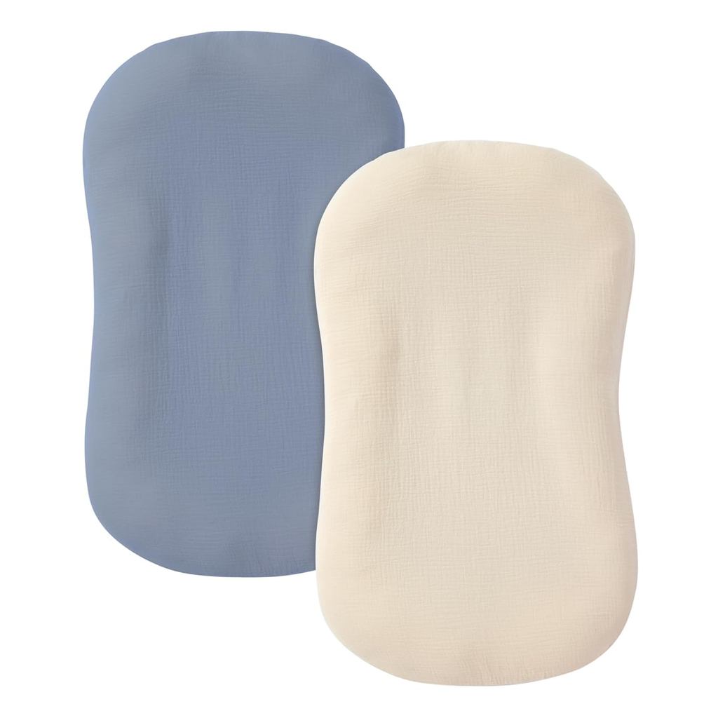 ผ้าคลุมเก้าอี้เด็กมัสลิน 2 แพ็ค,ผ้าคลุมเก้าอี้เด็กอ่อนผ้าฝ้าย 100%,ปลอกเปลี่ยนนุ่มและระบายอากาศได้,เ