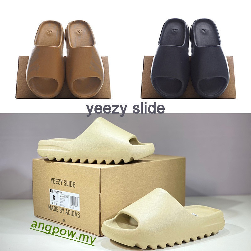 UA premium Yzy Slide "Bone" coconut กีฬากลางแจ้งสวมรองเท้าแตะ GW1931 HQ6448 plus size