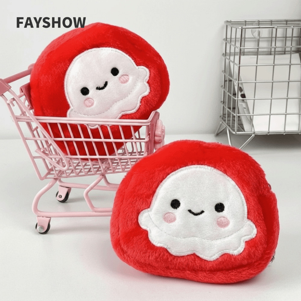 FAYSHOWTH กระเป๋าใส่เหรียญปลาหมึกยักษ์, ที่เก็บบัตรเครดิตพร้อมพวงกุญแจกระเป๋าใส่เหรียญตุ๊กตา, Octopu