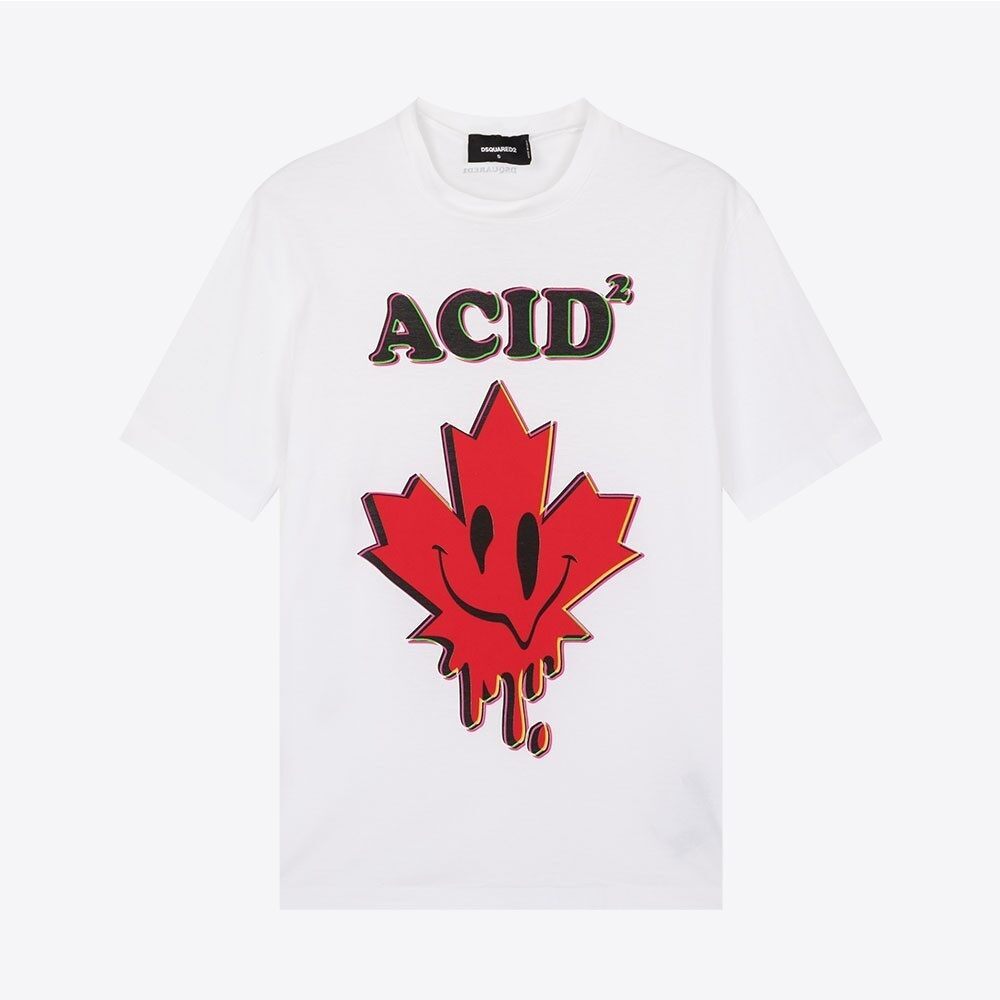 แฟชั่นReady Stock DSQUARED2 New Cartoon Printed Men's Round Neck 100% Premium Cotton Short Sleeve T-