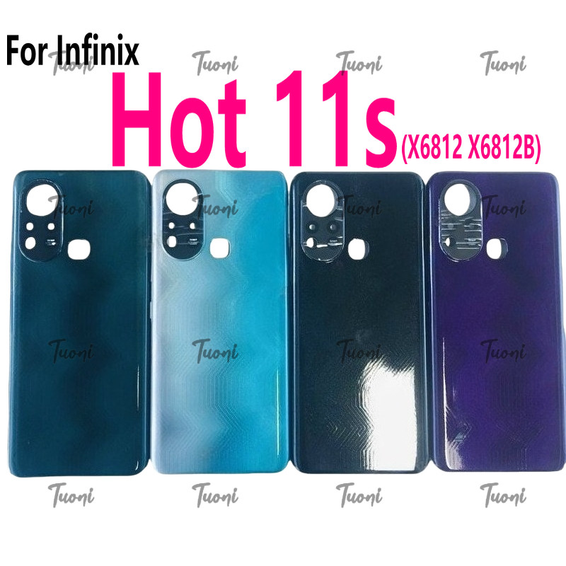 สําหรับ Infinix Hot 11s X6812 X6812B ฝาหลังฝาหลังแบตเตอรี่ด้านหลังกระจกประตูด้านหลังกรณีเปลี่ยนชิ้นส