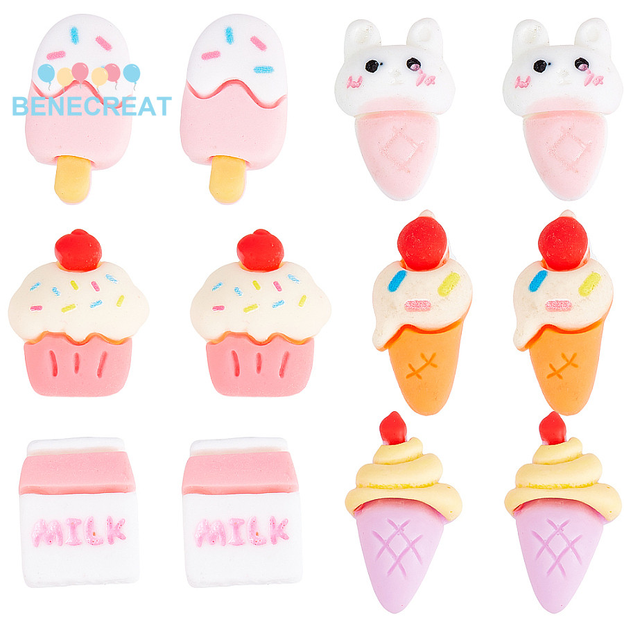 ถุงเรซินทึบแสง Decoden ขนาด 50 ชิ้น เลียนแบบไอศกรีม เค้ก และนม สีสันสวยงาม หลากหลายขนาด