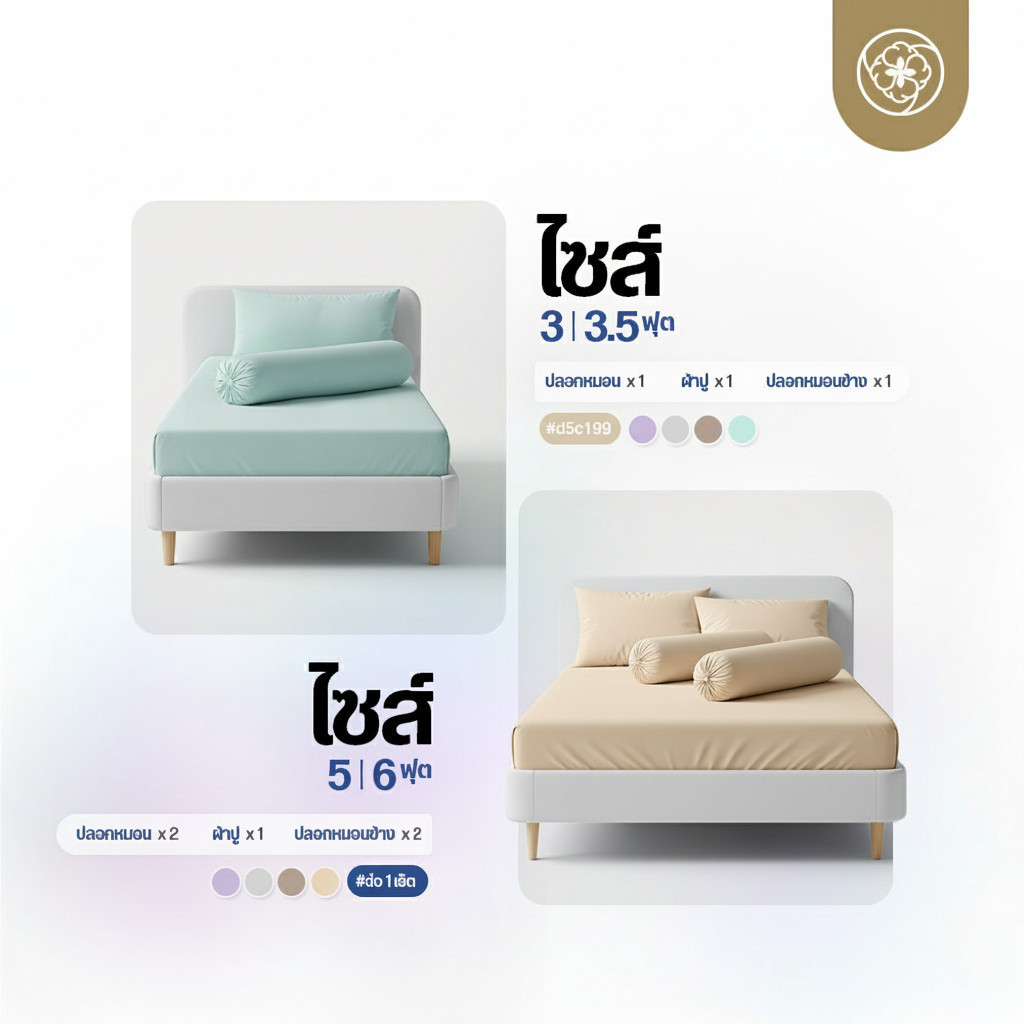 Orientas ชุดห้องนอน Koyuki Cream ผ้าปูที่นอนเย็น ผ้าปูที่นอนหิมะ นุ่มละมุน ครบเซ็ต (3.5/5/6 ฟุต) ราคา ถูกที่สุด ดีลบีเคเค แกลเลอรีภาพที่ 6
