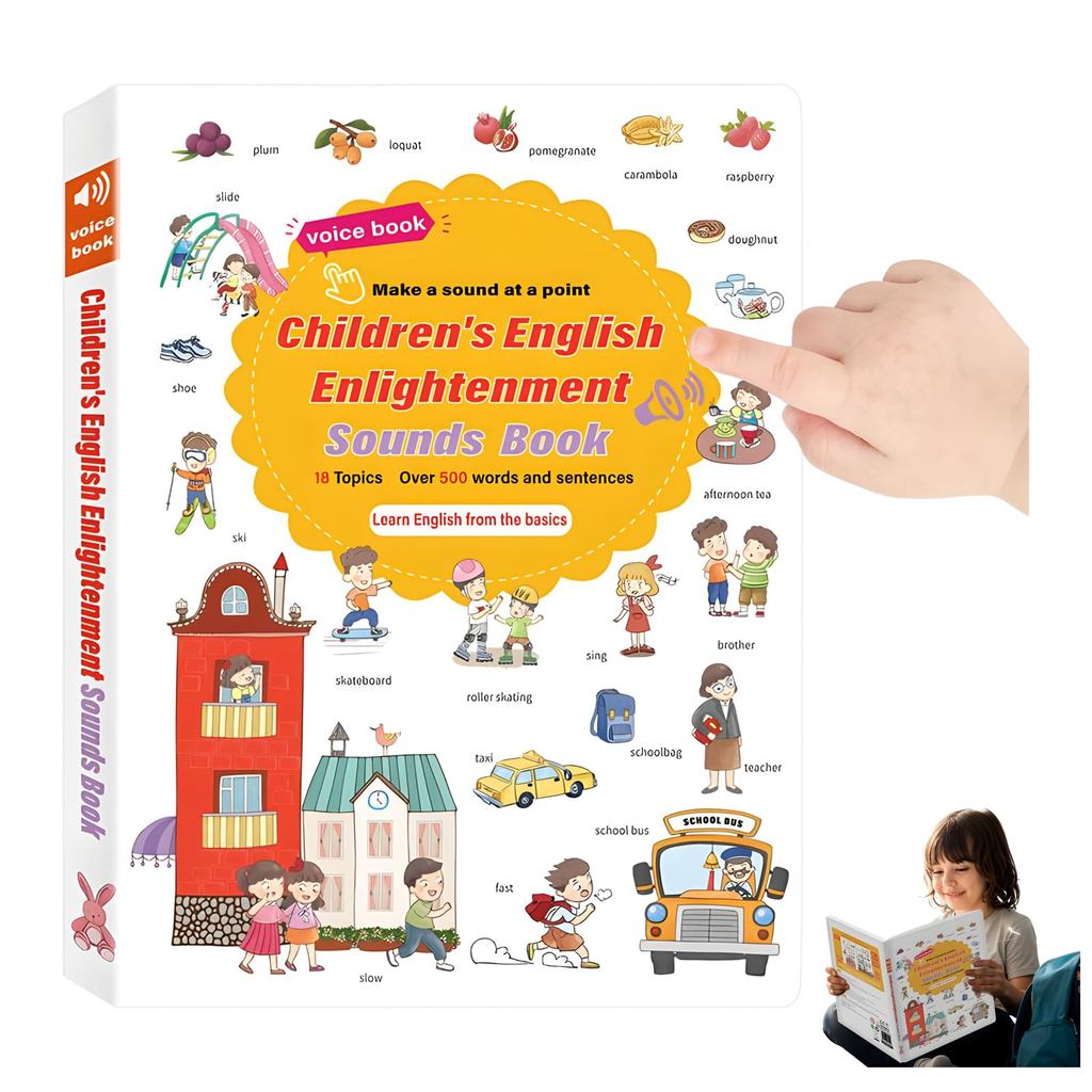 หนังสือเสียงภาษาอังกฤษสําหรับเด็กแบบโต้ตอบ | หนังสือเรียนรู้ Point & Play Early Education สําหรับเด็กวัยหัดเดินและเด็ก | เรียนรู้คํา/ประโยค (18ข้อ, 500 คํา) พร้อมฟังก์ชันเสียง
