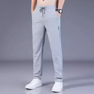 ZENOX ซื้อ 1 Khaki 2 Thin Slim Fit Casual กางเกงสําหรับชาย Basic Plain Sweatpants แฟชั่นเกาหลี Simple Straight กางเกง Plus ขนาดสีดํา\Grey\Blue\Khaki\Brown
