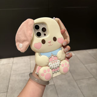 3ง หูตุ๊กตาน่ารักการ์ตูนสุนัขซิลิโคนเคสโทรศัพท์สําหรับ ไอโฟน 17 16 15 14 13 12 11 มือโปร สูงสุด ปลอกการ์ตูนสัตว์ซิลิโคนอ่อนนุ่มฝาครอบป้องกันสําหรับ ไอโฟน16โปรแม็กซ์ ก