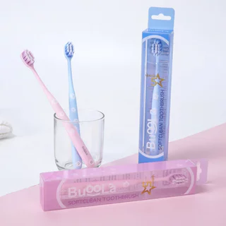BuooLa Softclean Toothbrush 1pc บูโอล่า แปรงสีฟัน รุ่นขนนุ่มพิเศษ (Blue/Pink)