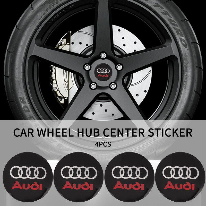 4pcs 56MM รถศูนย์ล้อ Hub Cap Badge สติกเกอร์โลโก้สําหรับ Audi A1 A3 A4 A5 A6 A7 A8 Q2 Q3 Q5 Q7 TT S 