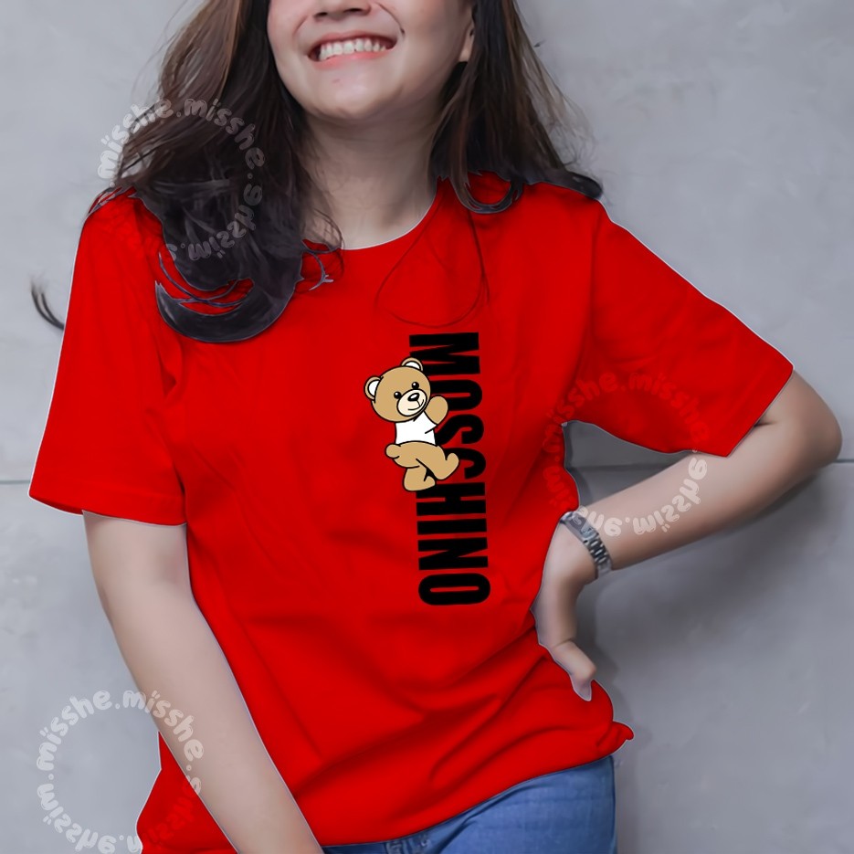 เสื้อยืดเสื้อยืด2024mscล่าสุดเกาหลีเสื้อยืด-เสื้อธรรมดาผู้หญิงคอสไตล์climbcrewbearcottont-shirtdtf20