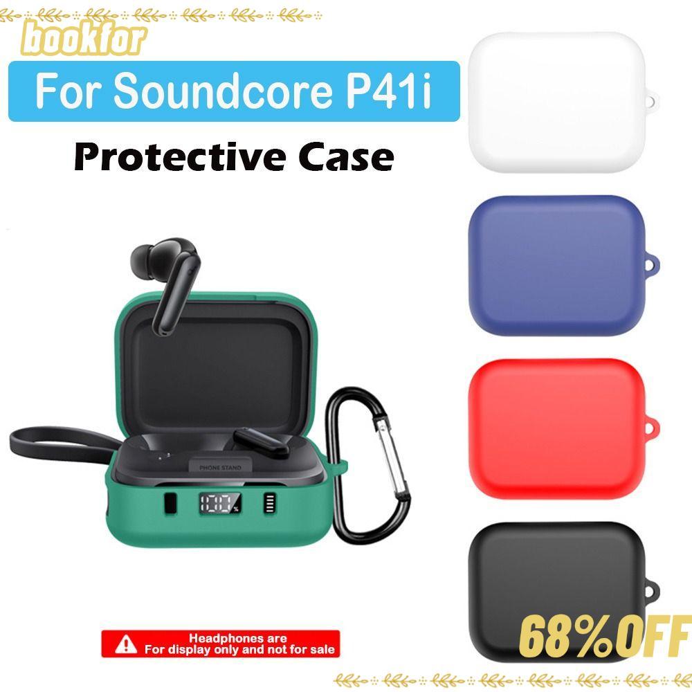BOOKFOR ป้องกัน,ปลอกซิลิโคนกันกระแทก,ป้องกันการตกด้วยตะขอหูฟังเชลล์สําหรับอุปกรณ์ Soundcore P41i