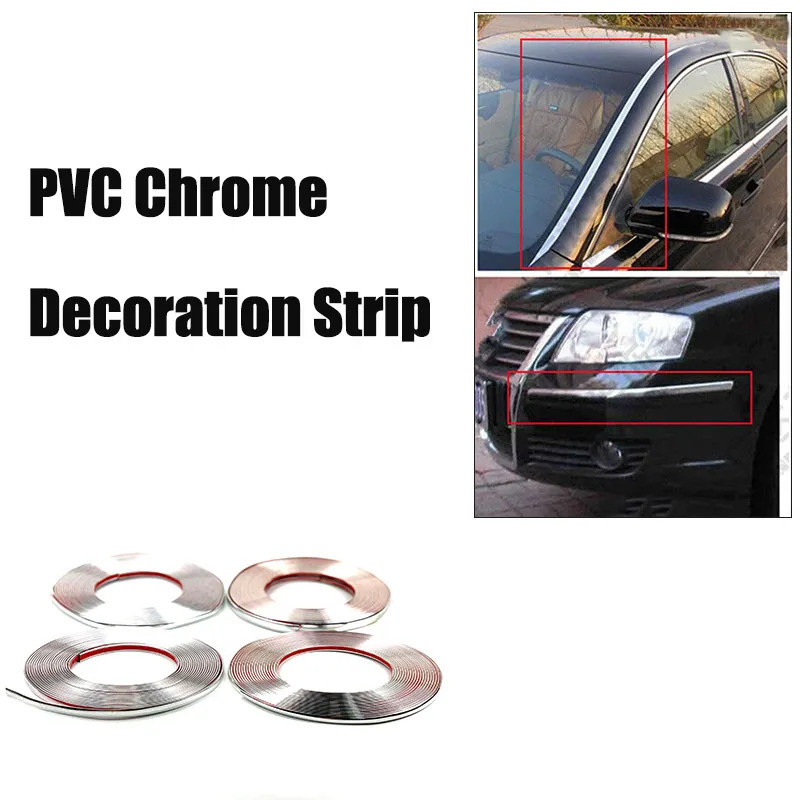 จัดแต่งทรงผมรถตกแต่งสติกเกอร์ Chrome Strip สําหรับ Peugeot 206 207 301 307 308 407 408 508 2008 3008