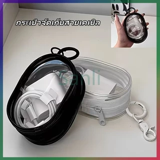 Sanli กระเป๋าเก็บหูฟังหู กระเป๋าจัดเก็บสายเคเบิล ถุงเก็บสายชาร์จ กระเป๋า PVC ใส เก็บสายชาร์จ พกพาสะดวก