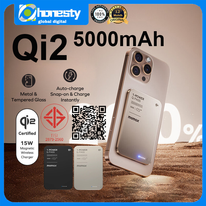 Momax Q.Pass Qi2 5000mAh Magnetic Wireless Power Bank 15W Fast Charging Powerbank