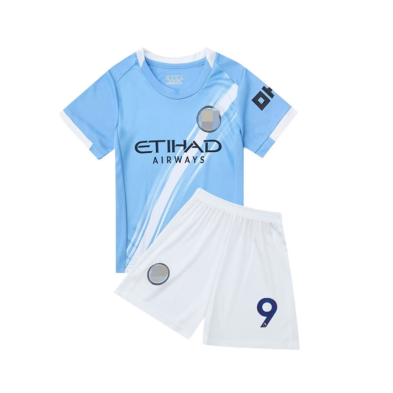 เสื้อกีฬาสำหรับเด็ก ไซส์ 25-26 สีฟ้า หมายเลข 9 แห้งไว เหมาะสำหรับสวมใส่ขณะเล่นฟุตบอลหรือฝึกซ้อม