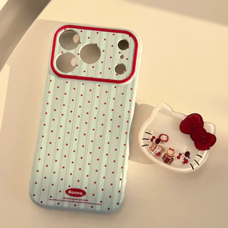 น่ารักการ์ตูน KT แมวเคสโทรศัพท์สําหรับ IPhone 17 PRO MAX 16 15 14 13 12 11 PRO MAX 3D Love Heart ถุงลมนิรภัยกันกระแทกกันชน Soft TPU ปกหลังพร้อมตุ๊กตาผู้ถือขาตั้ง
