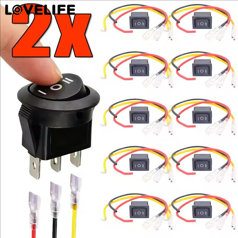 [AUTO & 3C] 1/2PCS - กันน้ํา SPDT Rocker Switch 6A/250V AC 10A/125V DC, 3-Pin Circular Toggle Switch พร้อมรูยึด 20 มม.สําหรับ DIY โครงการไฟฟ้า