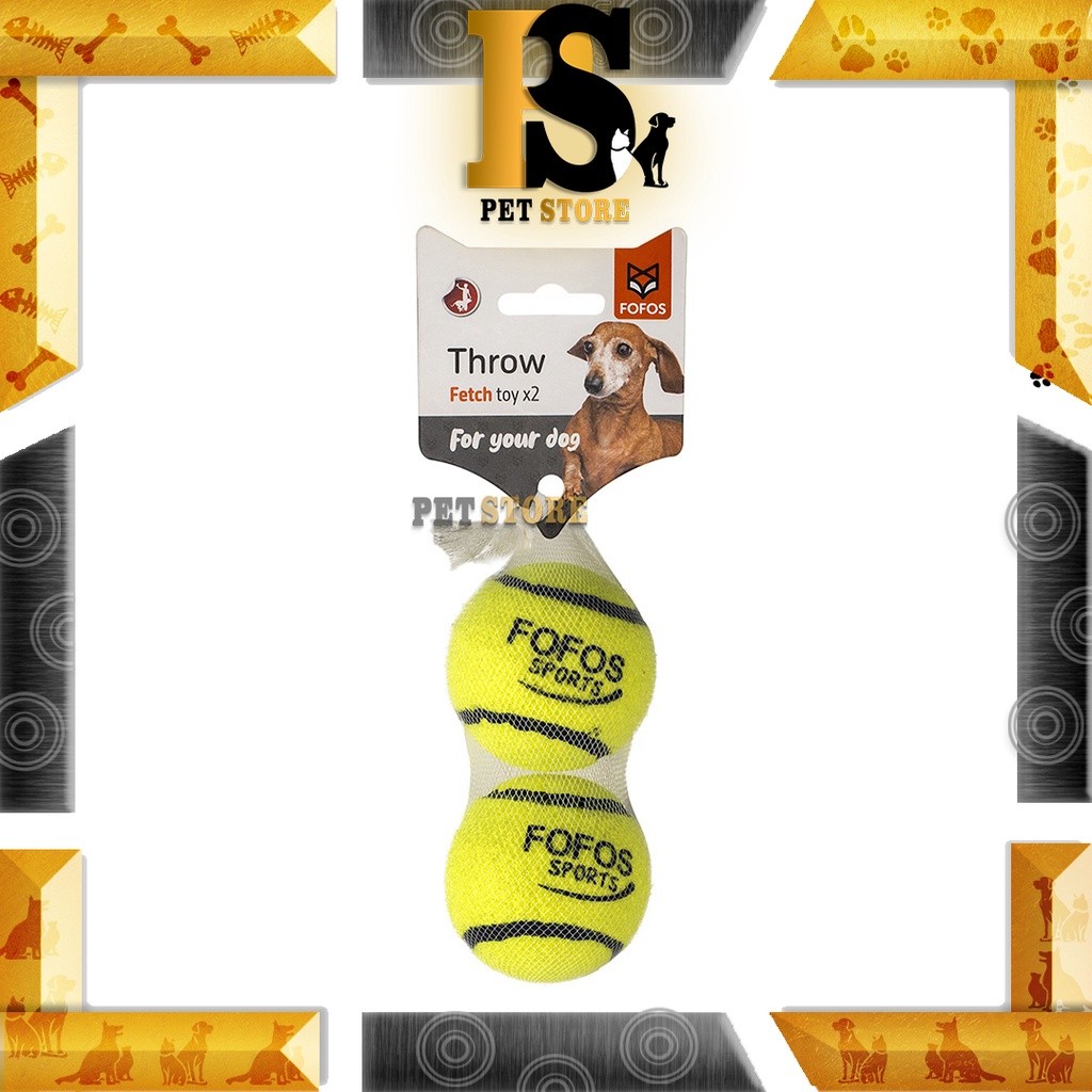Fofos Sports Throw Fetch Ball Durable Dog Ball ชุดของเล่น (2 ชิ้น) ลูกเทนนิสระดับพรีเมียม