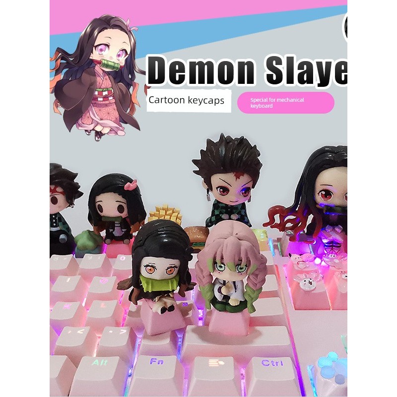 keycap keycap ใส Demon Slayer Unique Keycap Mechanical Keyboard Translucent Creative Single Anime Gi