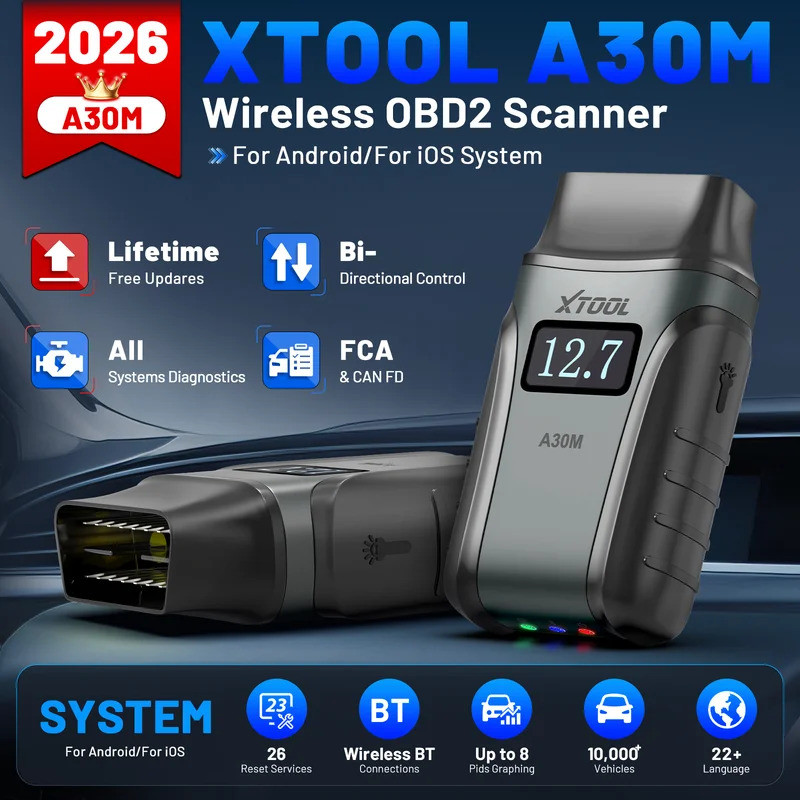 2026 XTOOL Anyscan A30M V2.0 รุ่นร้อนอัปเดตจาก A30D OBD2 BT เครื่องมือวินิจฉัยรถทั้งหมดระบบ Bi-direc