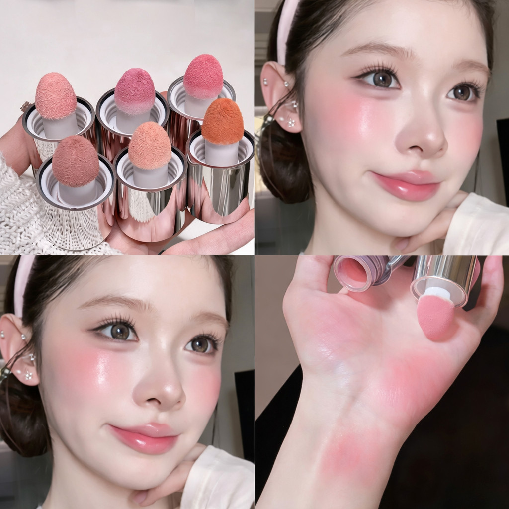 LIQUID BLUSH HER บลัชออนเนื้อครีม หัวฟองน้ำ บลัชฉ่ำใส สีธรรมชาติ เกลี่ยลื่นไม่เป็นคราบ ลุคผิวสุขภาพดี ติดทนนาน