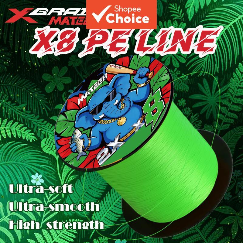 MATEER X8 8-Strand PE สายตกปลาถักน้ําเค็ม 300/500m – ทนต่อการขัดถูมาก, 11.8 กก.–91 กก. (30–210 ปอนด์