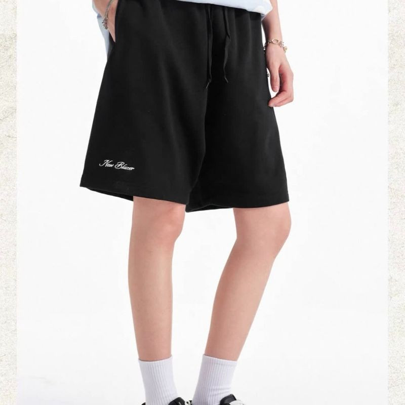 กางเกงขาสั้นผู้ชายทรงหลวม มีสายคล้อง.Drawstring Crop Pants