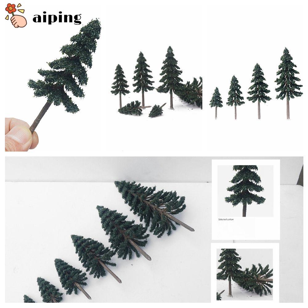 Aiping โมเดลต้นไม้ สเกล O H สีเขียว สําหรับตกแต่งรางรถไฟ 10 20 30 ชิ้น