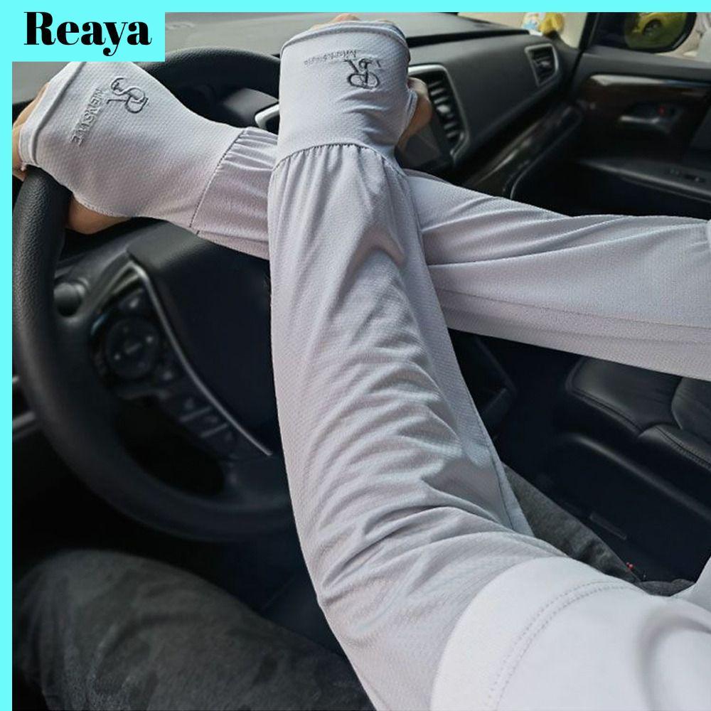 ผ้าคลุมแขนป้องกันรังสียูวี REAYA, ปลอกแขนกันแดดผ้าไหมน้ําแข็งกันแดด, ถุงมือขับรถระบายอากาศกลางแจ้ง