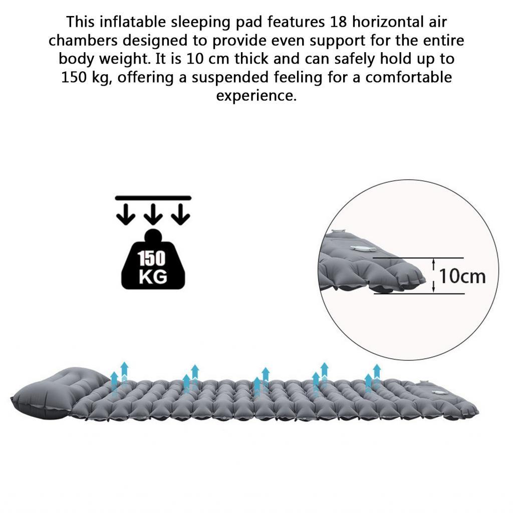 bluesky365-TH Xixian เสื่อรองนอนเป่าลมน้ำหนักเบาพร้อมหมอนในตัวปั๊มเท้าแบบพับได้มัลติฟังก์ชั่นแผ่นรอง