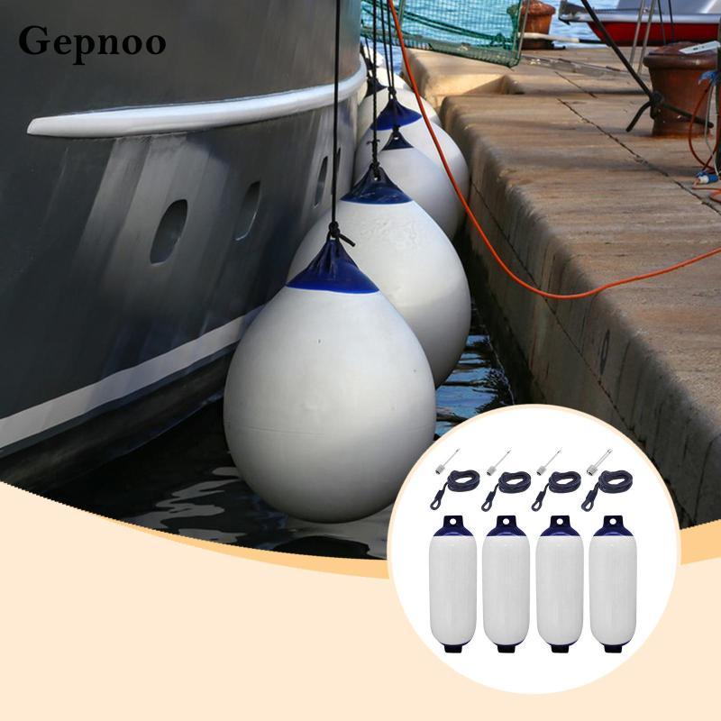 Gepnoo 4 ชิ้นเรือ Fenders พอง ทำจากวัสดุ PVC ทนทาน เพื่อปกป้องขณะจอดยอร์ทและแพPontoon
