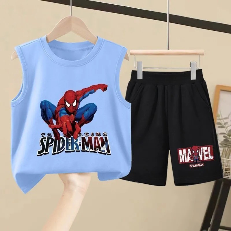 เสื้อยืดแขนกุดสไปเดอร์แมนสำหรับเด็กชาย ออกแบบใหม่ แฟชั่นฤดูร้อน ใส่ได้ทุกวัน