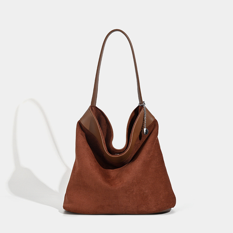 Design Suede Suede Texture Bucket Bag Retro Simple Lazy Tote Bag Women