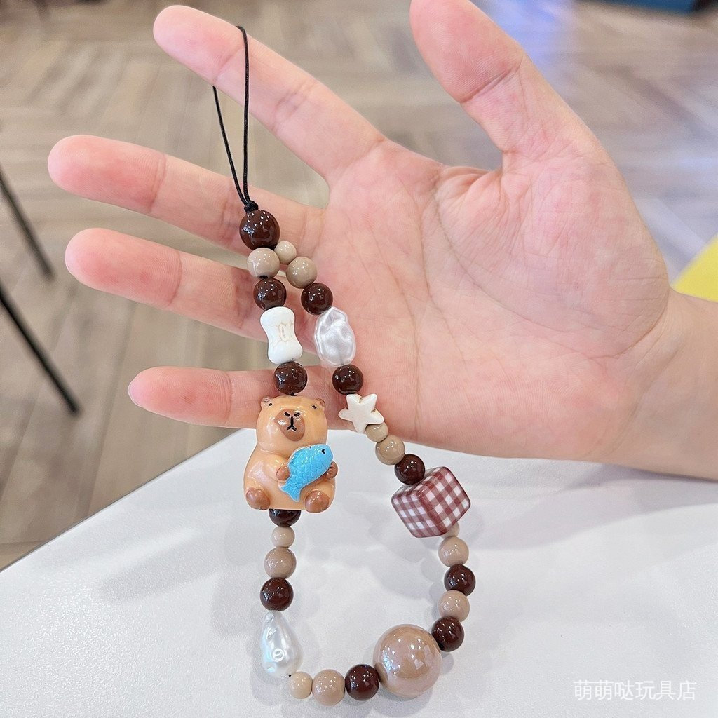 Kapibala Kapibala Merchandise จี้การ์ตูน Guinea Pig Kapibala โทรศัพท์มือถือจี้ลูกปัด ccd กล้องจี้ข้อ