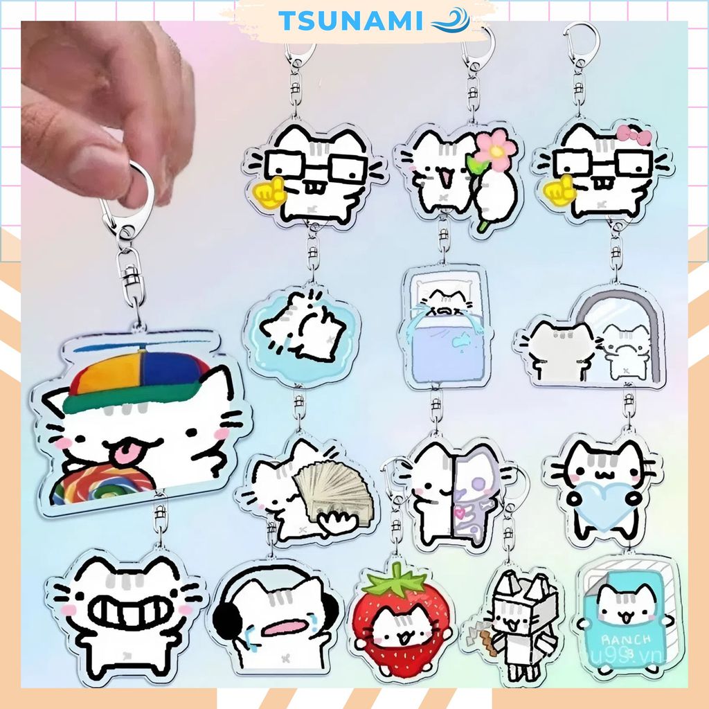 น่ารัก พวงกุญแจแมวน่ารัก – พวงกุญแจการ์ตูน มีม ตลก, อุปกรณ์เสริมที่แขวนกุญแจสําหรับเป้สะพายหลังและกระเป๋า