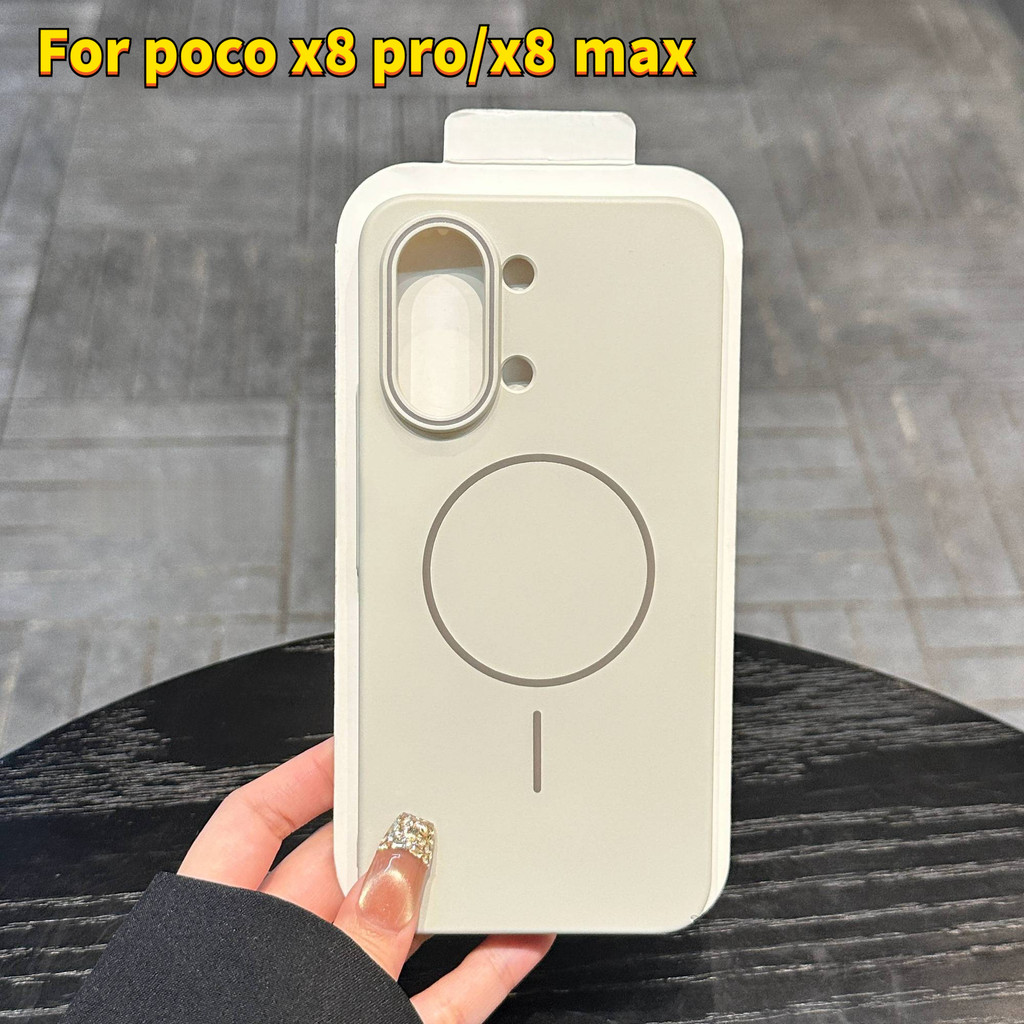 เคส poco x8 pro max/poco x8 pro รูขนาดใหญ่แหวนบางแม่เหล็กชาร์จไร้สาย Frosted PC Hard Shock-proof เคสป้องกัน