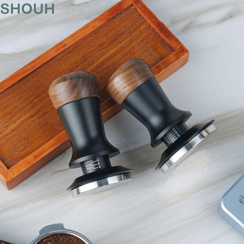 SHOUH กาแฟ Tamper, 51/53/58 มม.ไม้ Manual Espresso Tamper, แบบพกพาคงที่ความดันฐานสแตนเลสกาแฟ Impact Tamper Espresso ทํา