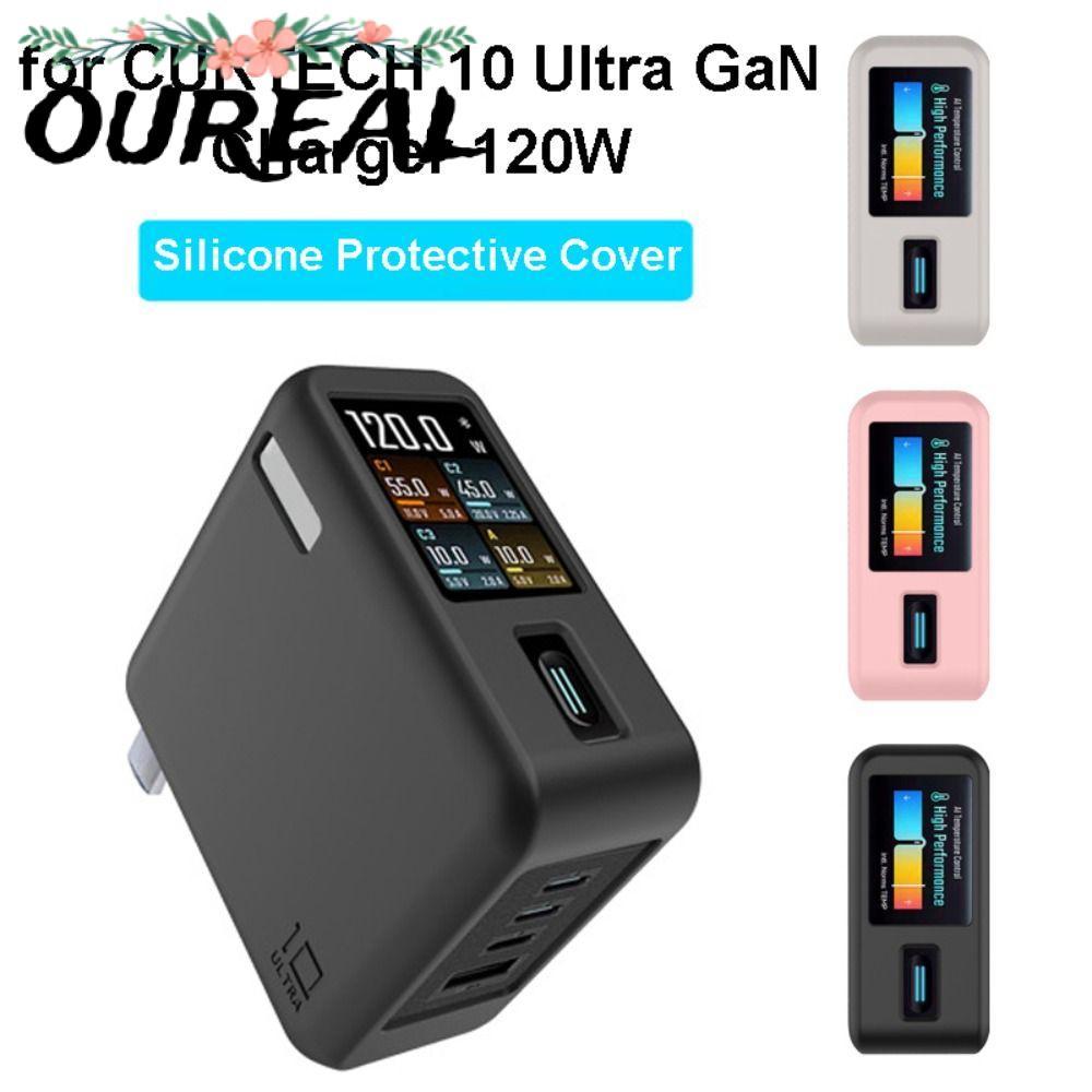 OUREAL ป้องกัน,ซิลิโคนสีทึบนุ่ม,กันฝุ่นกันกระแทกพกพาสําหรับ CUKTECH 10 Ultra GaN Charger 120W Travel