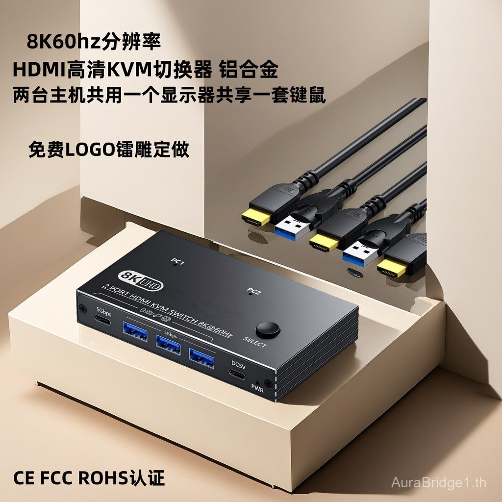HDMI Switcher KVM Two-In One Converter USB Keyboard Mouse Printer Sharing 8K60HZ