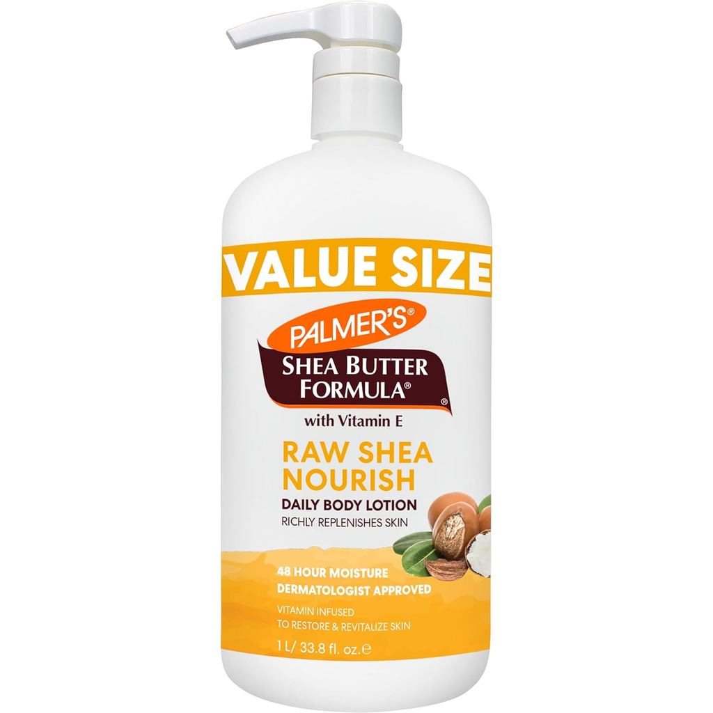 Palmer's Shea Formula Raw Shea Body Lotion for Dry Skin, Hand & Body Moisturizer, Value Size Pump Bo