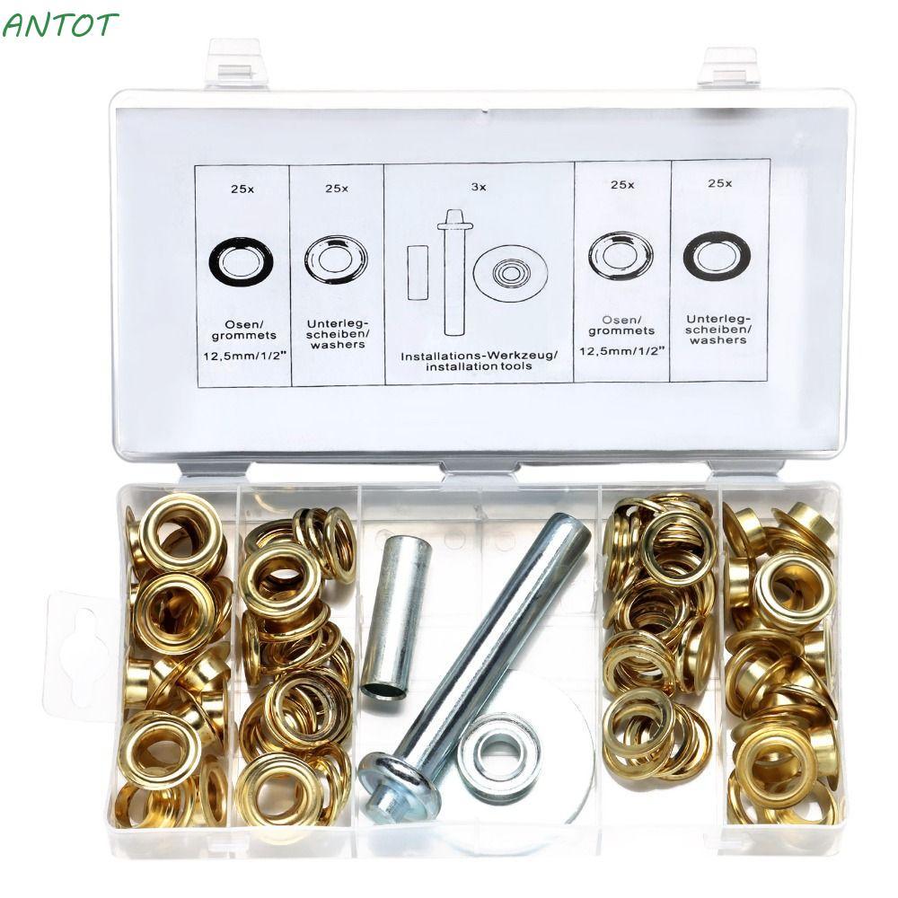 ANTOT 103 ชิ้น Grommet Kit Hole Punch Setting เครื่องมือ Heavy Duty ตาไก่ทองเหลือง Grommets