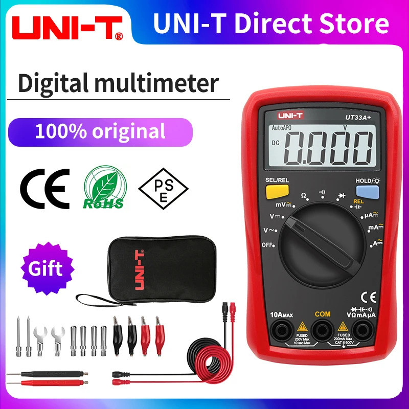 UNI-T UT33A UT33B UT33C UT33D Plus มัลติมิเตอร์พ็อกเก็ตแอมป์มิเตอร์ดิจิตอลโวลต์มิเตอร์ความต้านทานระด