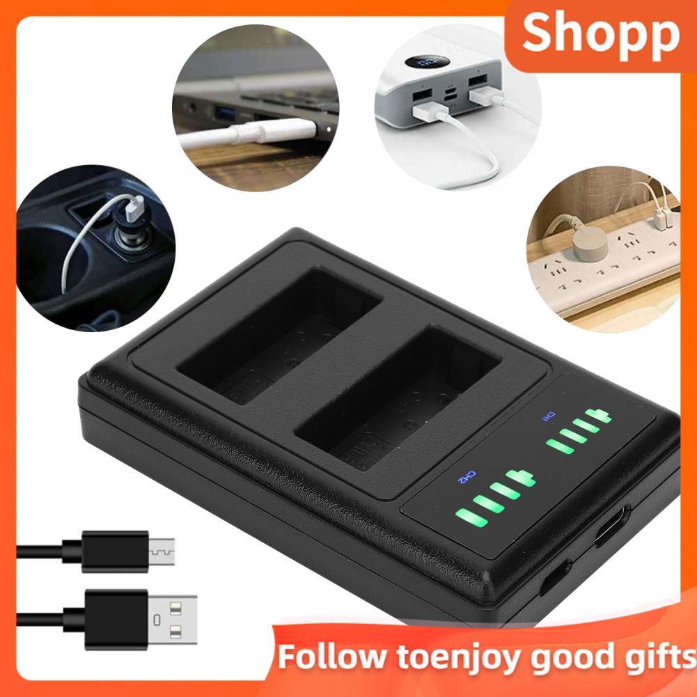 Shopp Shopp Camera Battery Double Port Charger แท่นชาร์จพร้อมจอแสดงผล LCD สำหรับ DMWBLE9E/BLG10